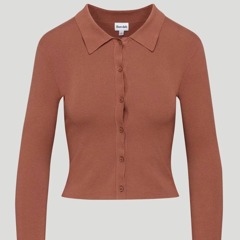 Aritzia Brown Button up Sweater